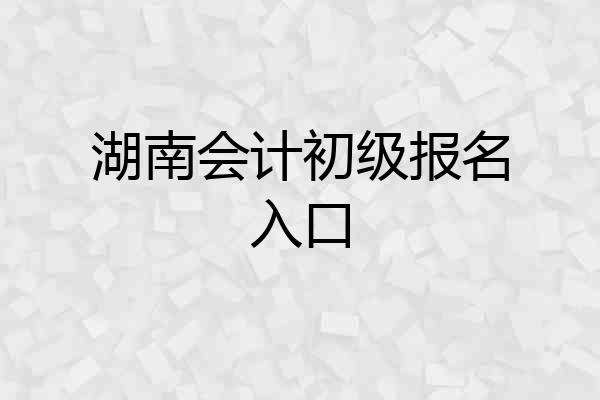 湖南会计初级报名入口