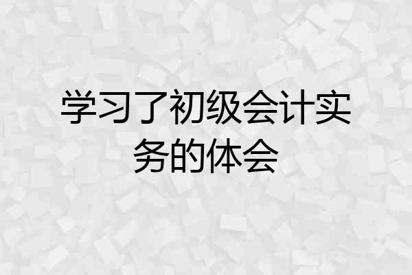 学习了初级会计实务的体会
