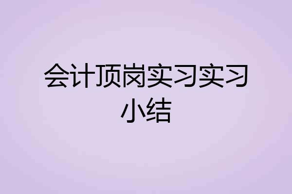 会计顶岗实习实习小结