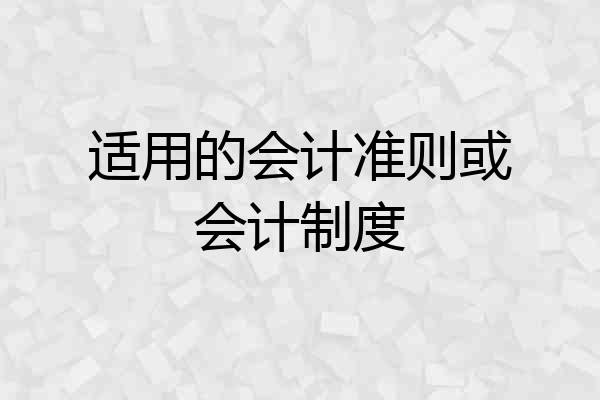 适用的会计准则或会计制度