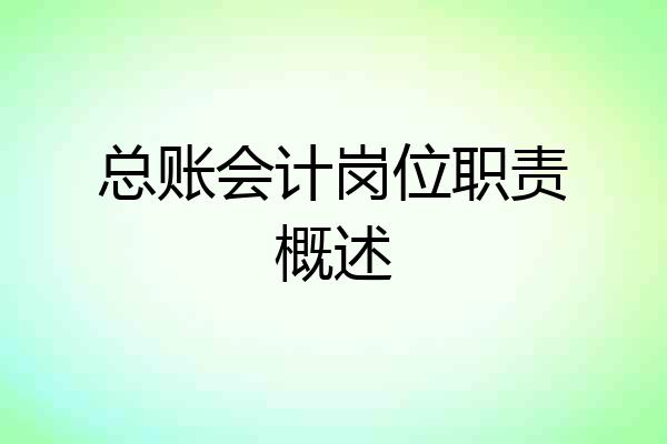 总账会计岗位职责概述