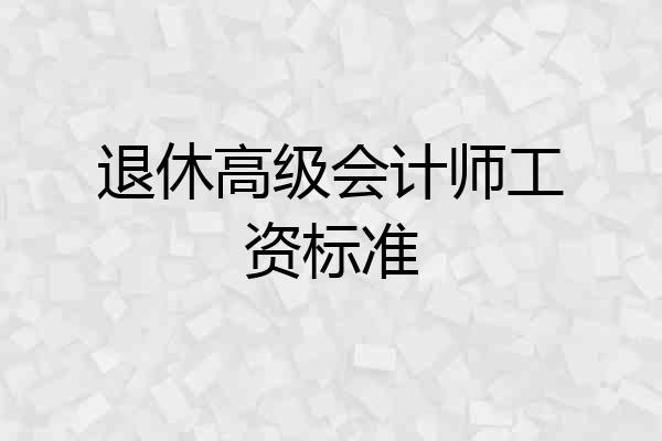 退休高级会计师工资标准