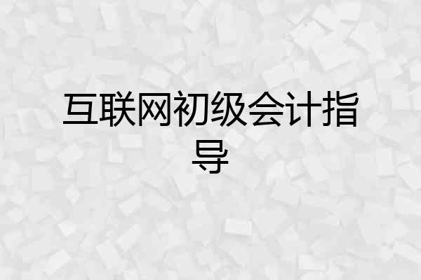 互联网初级会计指导