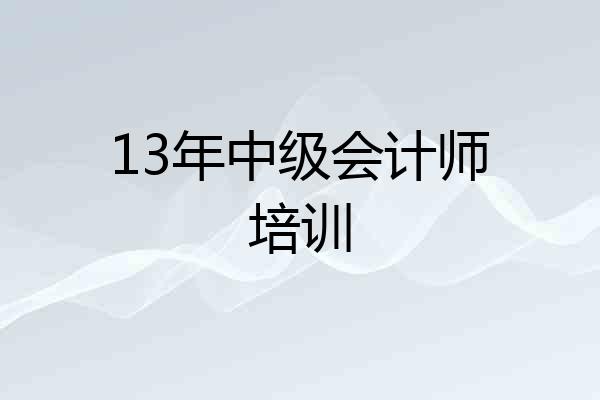 13年中级会计师培训