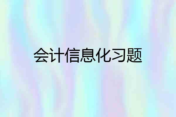 会计信息化习题