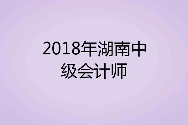 2018年湖南中级会计师