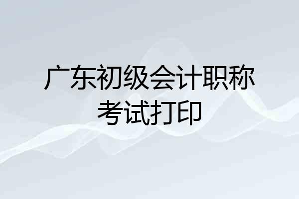 广东初级会计职称考试打印