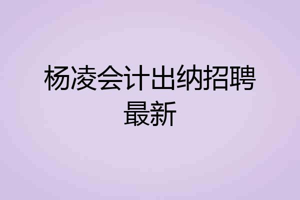 杨凌会计出纳招聘最新