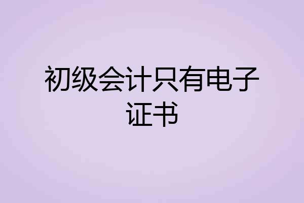 初级会计只有电子证书