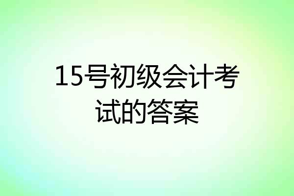 15号初级会计考试的答案