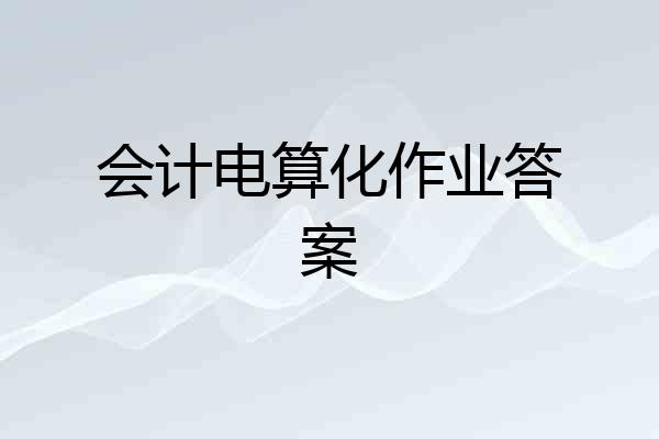 会计电算化作业答案