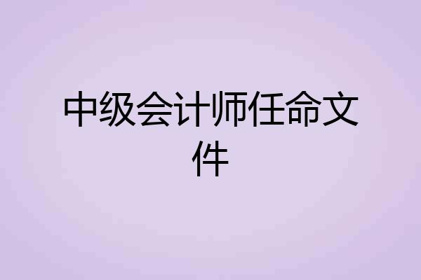 中级会计师任命文件