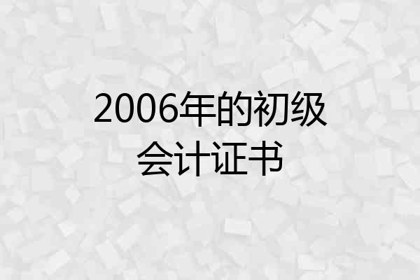 2006年的初级会计证书