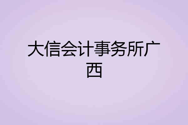 大信会计事务所广西