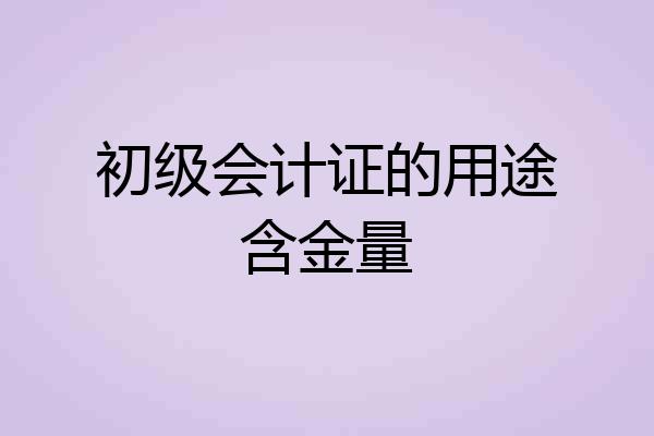 初级会计证的用途含金量