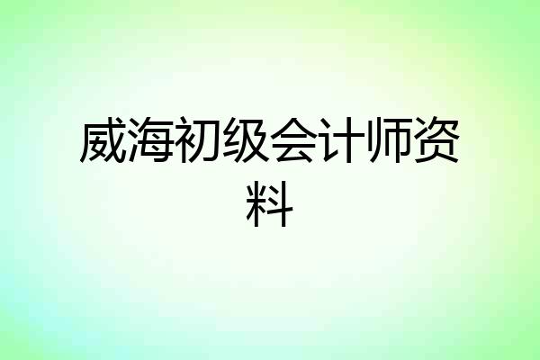 威海初级会计师资料