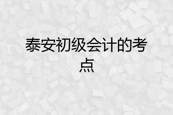 泰安初级会计的考点