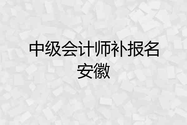 中级会计师补报名安徽