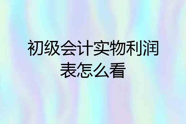 初级会计实物利润表怎么看