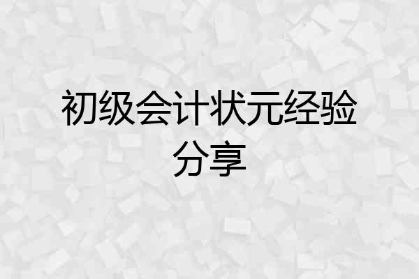 初级会计状元经验分享