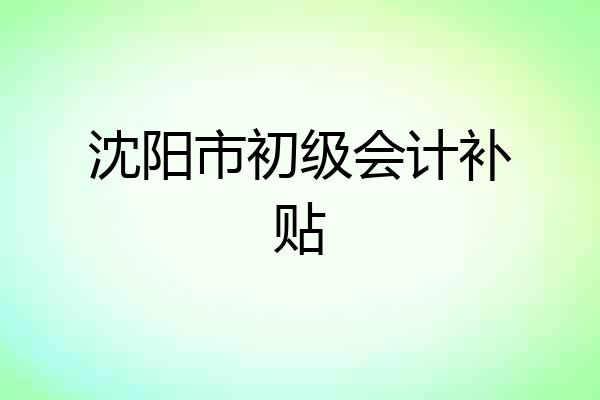 沈阳市初级会计补贴