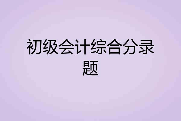 初级会计综合分录题