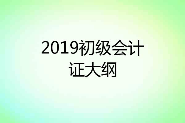 2019初级会计证大纲