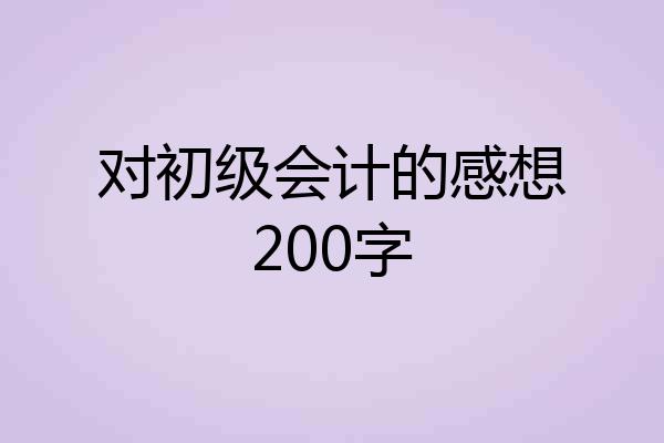 对初级会计的感想200字
