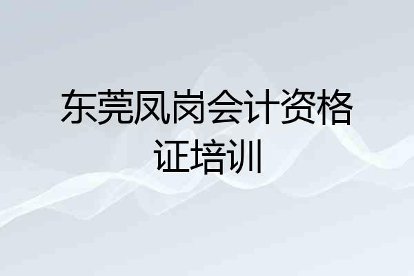 东莞凤岗会计资格证培训