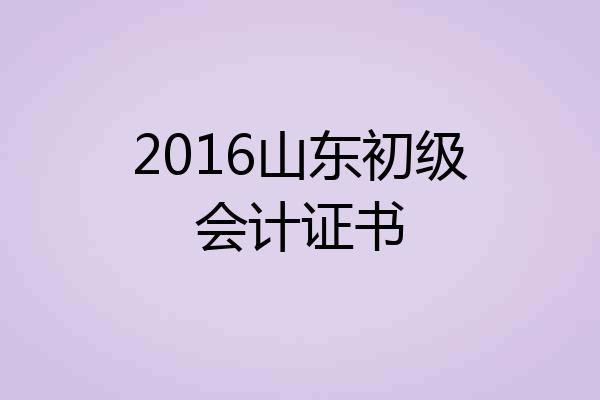 2016山东初级会计证书