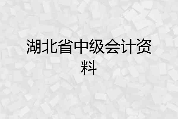 湖北省中级会计资料