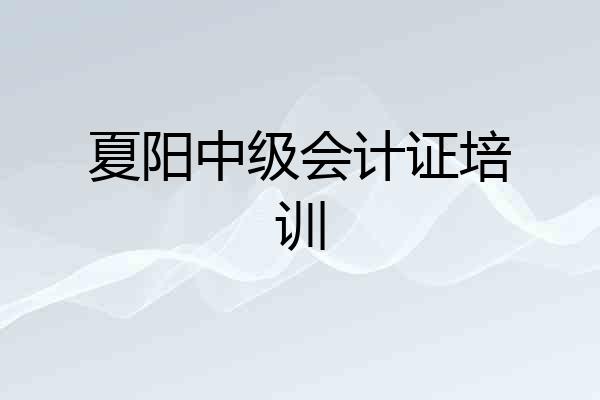 夏阳中级会计证培训