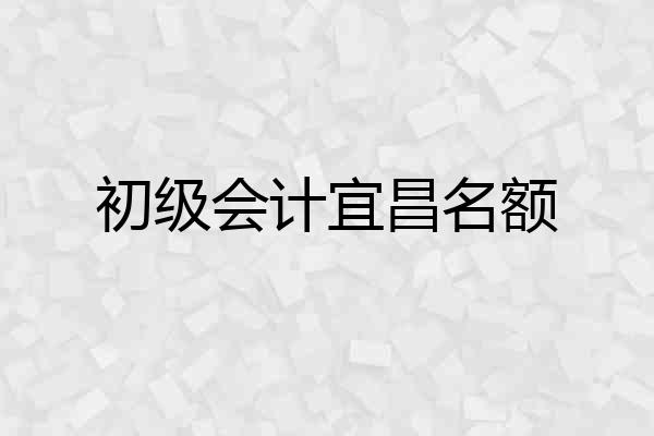 初级会计宜昌名额