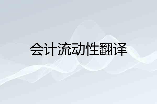 会计流动性翻译