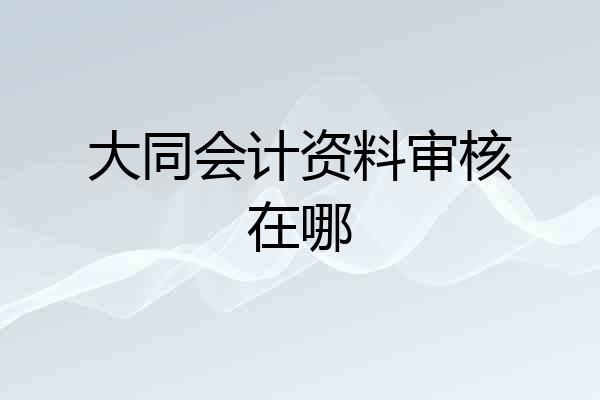 大同会计资料审核在哪