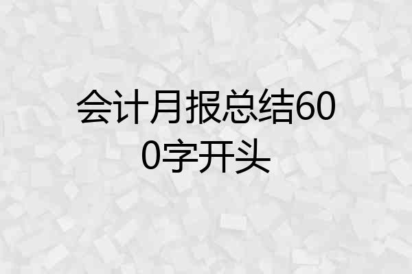 会计月报总结600字开头