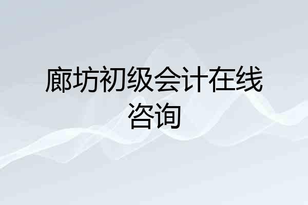 廊坊初级会计在线咨询