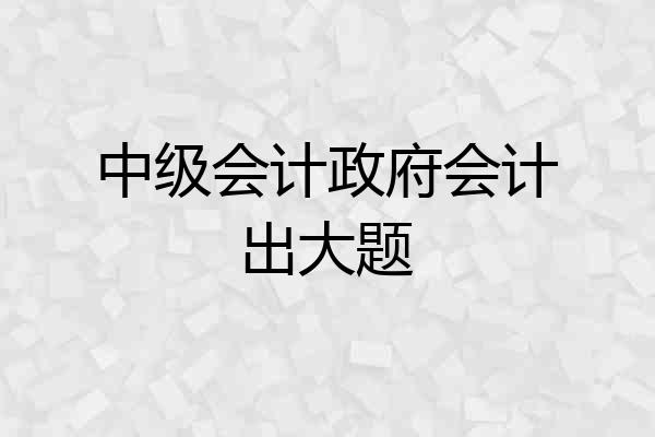 中级会计政府会计出大题