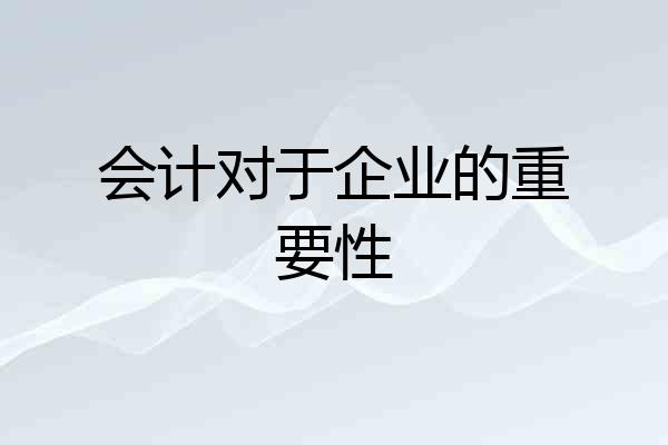 会计对于企业的重要性