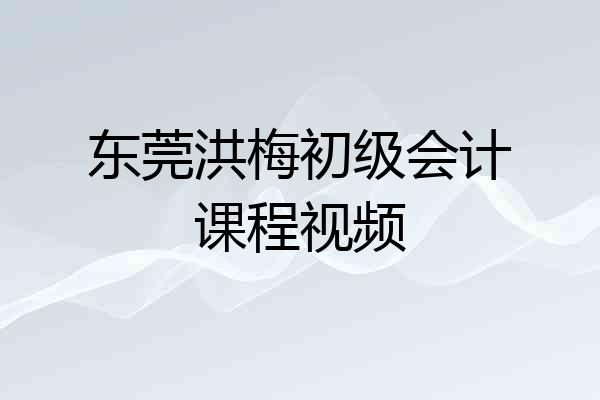 东莞洪梅初级会计课程视频