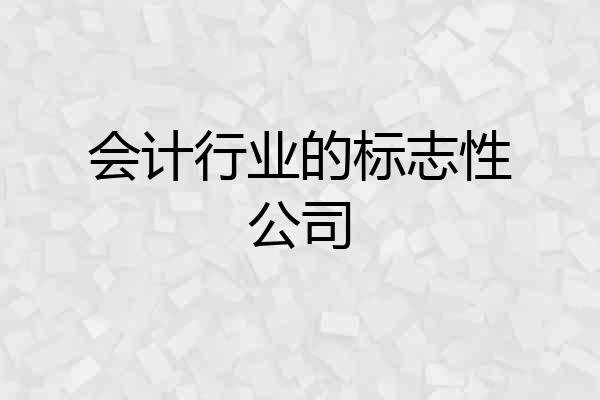 会计行业的标志性公司