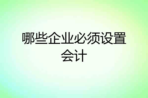 哪些企业必须设置会计