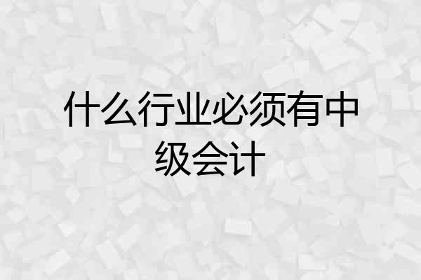 什么行业必须有中级会计