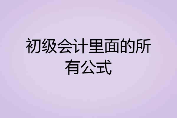 初级会计里面的所有公式