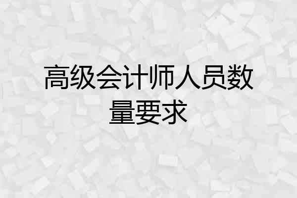 高级会计师人员数量要求