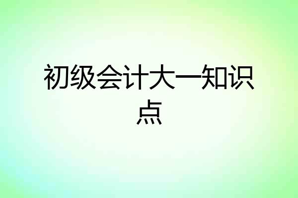 初级会计大一知识点
