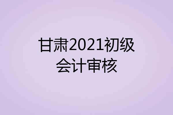 甘肃2021初级会计审核