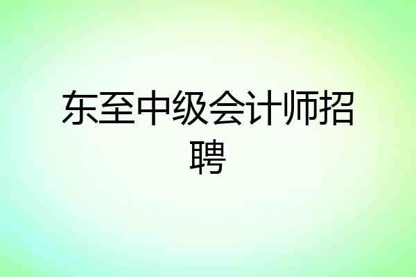 东至中级会计师招聘