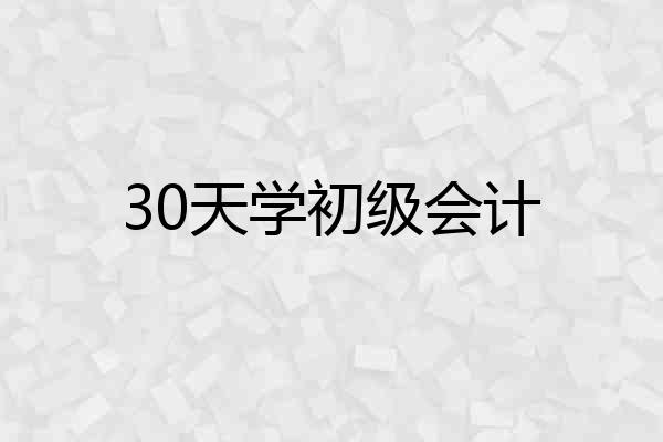 30天学初级会计