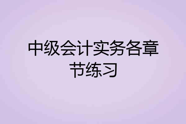 中级会计实务各章节练习